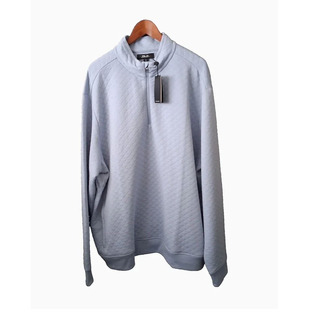 NWT RLX Ralph Lauren Quilted Quarter-Zip Pullover Blue Sweater Men's 3XL $175.00